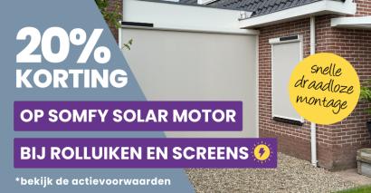 VERLENGD | 20% extra korting op de solar motor bij rolluiken & screens